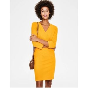 Boden Ribbed Brontë Ottoman Shift Dress in Yellow